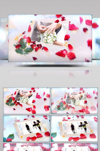 唯美浪漫甜蜜玫瑰花瓣婚礼结婚相册AE模板图片