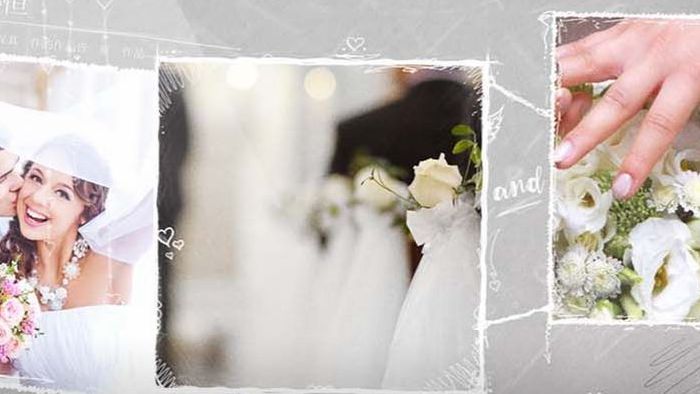 清新手绘元素浪漫温情婚礼照片相册AE模板