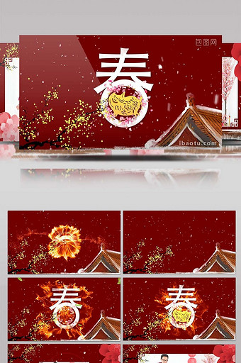 中国风喜庆2019猪年拜年视频AE模板图片