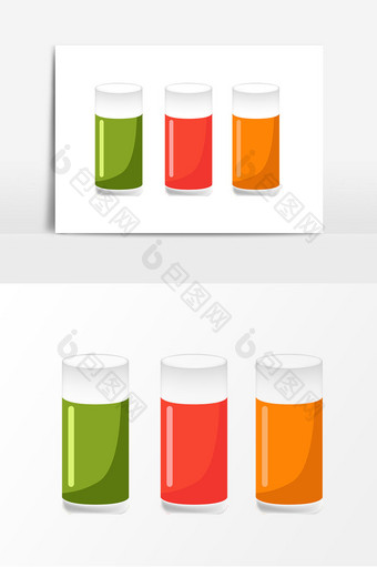 卡通果汁杯子矢量元素图片