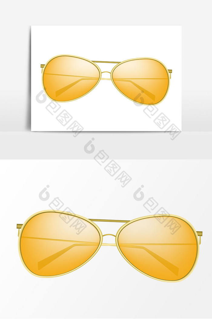 时尚黄色眼镜矢量元素