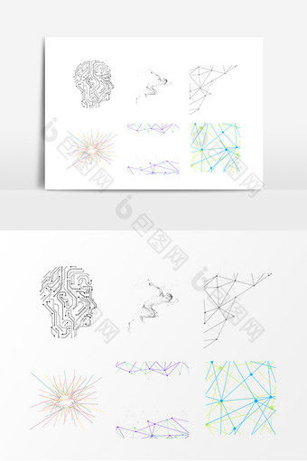 商务几何科技结构大脑图案素材图片