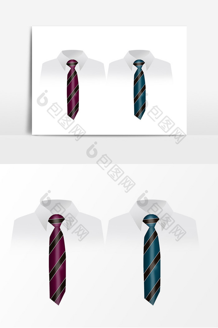 手绘商务男士条纹领带元素