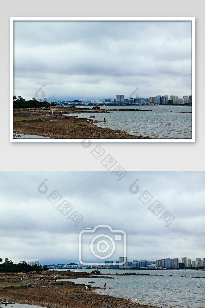 青岛石雀滩捡螺自然风光摄影图
