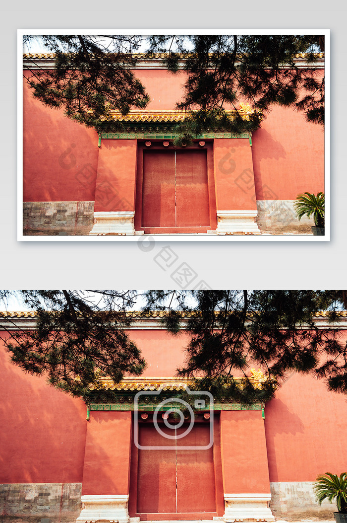 北京故宫红墙古宫侧门幽怨高清摄影图