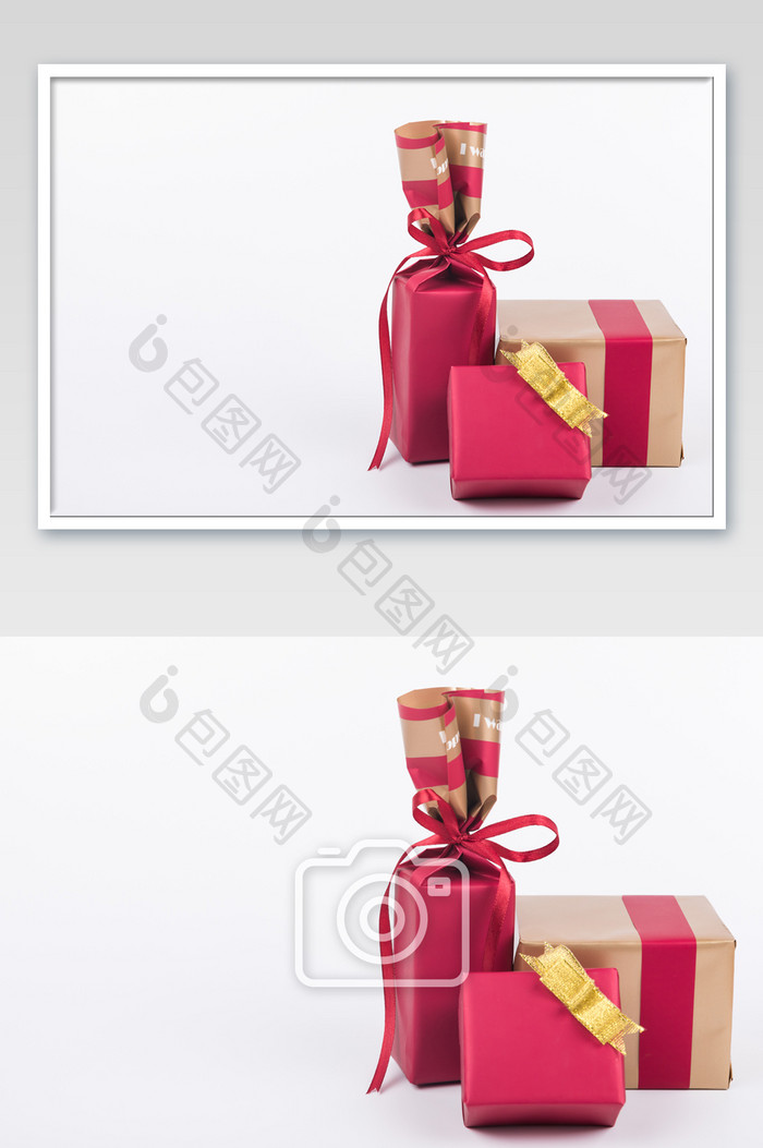 红色喜庆礼物礼盒摄影图片
