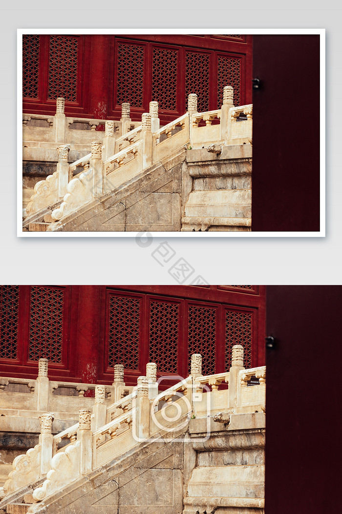 北京故宫红墙阶梯局部特写高清摄影图