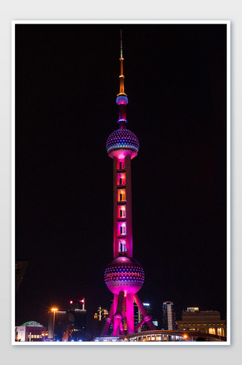 上海东方明珠特写夜景建筑摄影图片
