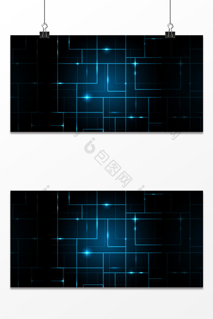 青色科技时尚线条光效海报背景
