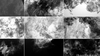 12组黑白交融水墨流体特效素材