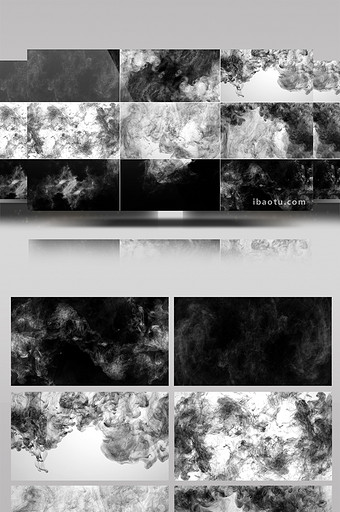 12组黑白交融水墨流体特效素材图片