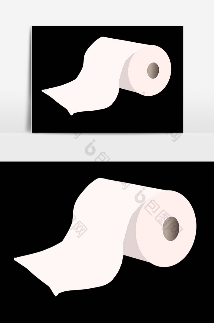 手绘白色卷纸卫生间卫生纸插画