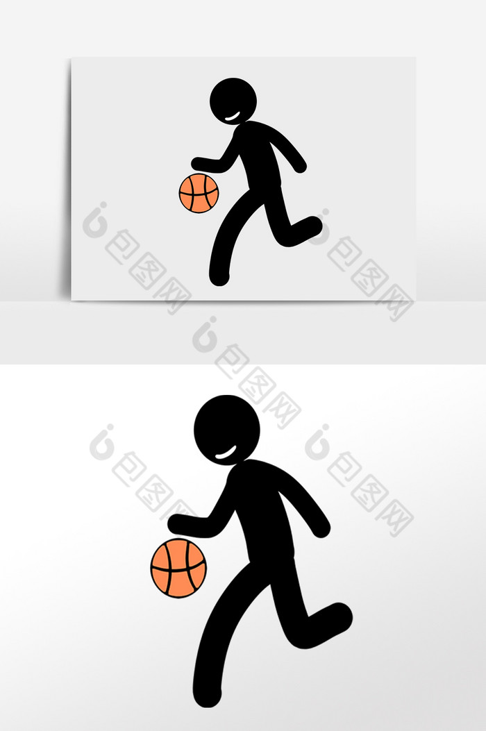 打篮球火柴小人剪影插画图片图片