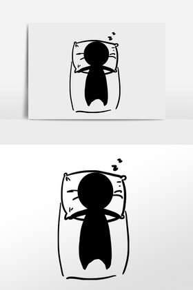 睡觉火柴小人剪影插画