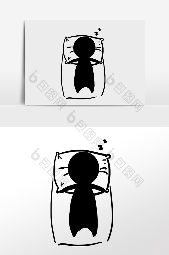 睡觉火柴小人剪影插画图片