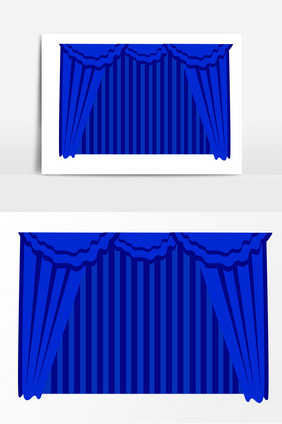 蓝色舞台幕布矢量元素