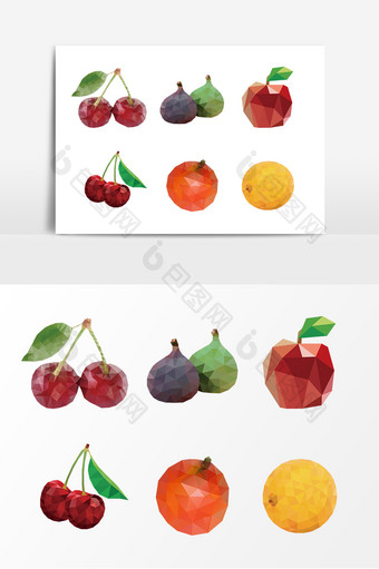 彩色新鲜水果樱桃苹果柠檬素材图片