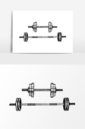 手绘矢量健身杠铃元素设计