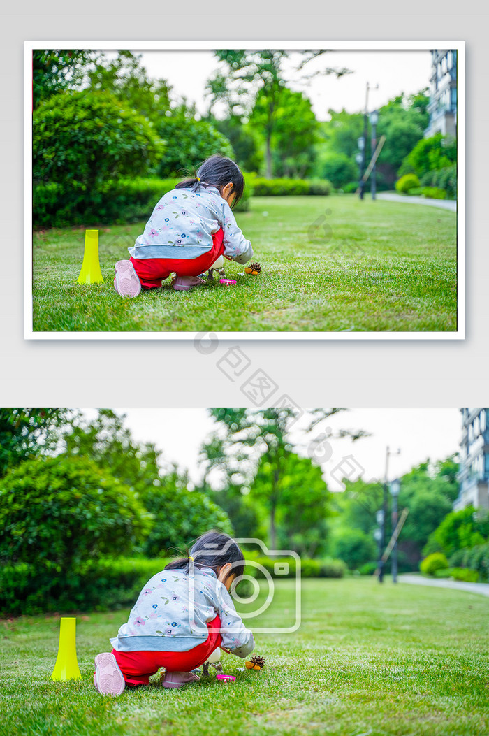 儿童草地玩耍嬉戏摄影图