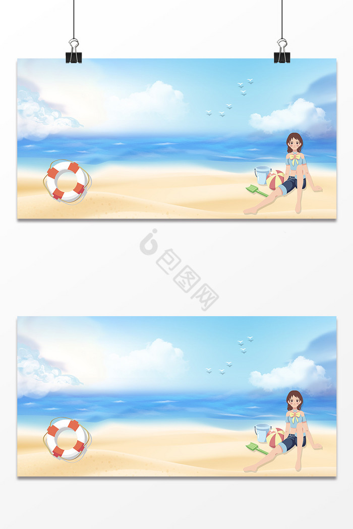 夏季沙滩海洋游泳旅游广告图图片