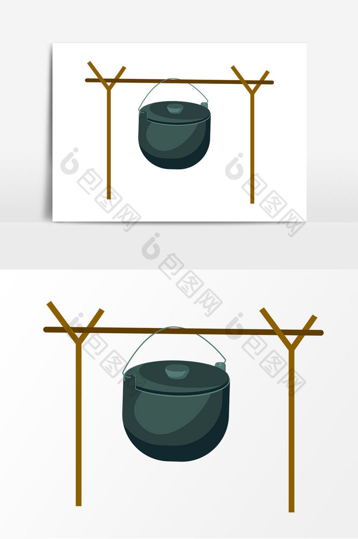 卡通烧水锅矢量元素
