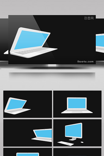 6组电脑屏幕运动蓝屏可替换图片AE工程图片