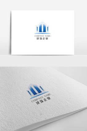 蓝色简约大气高端建筑公司logo