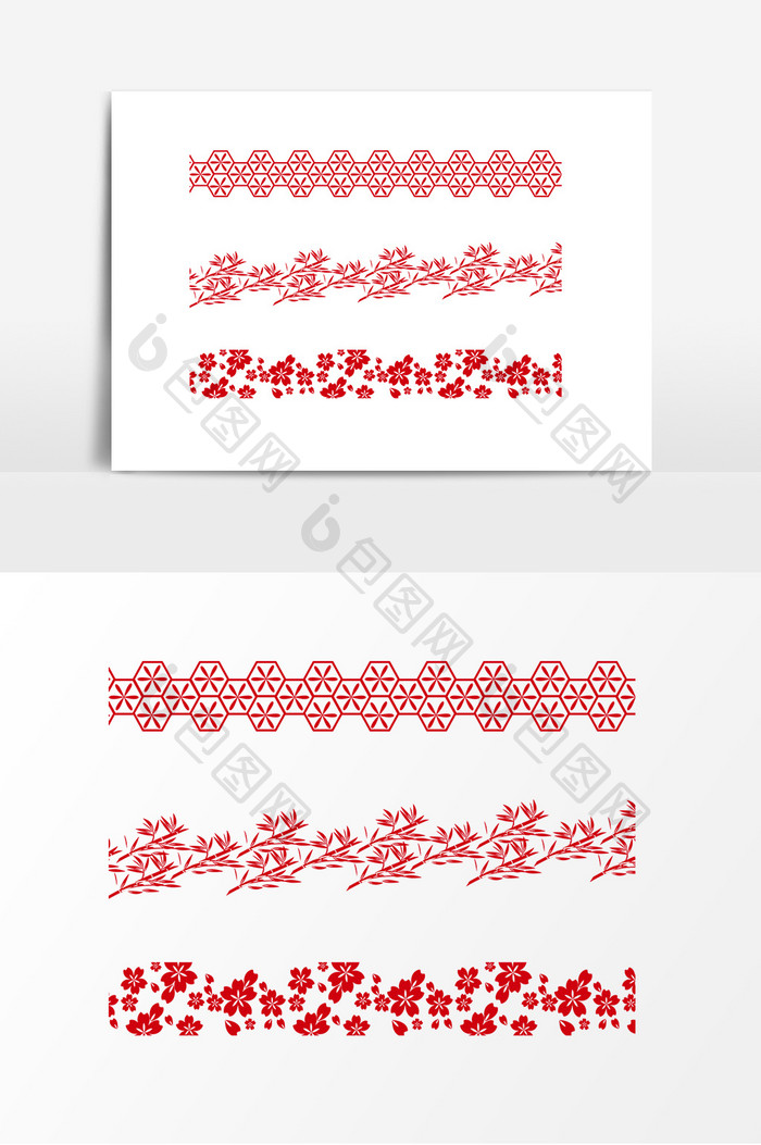 红色装饰花纹图案素材