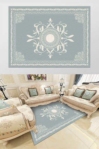 简欧美式复古宫廷风格花纹客厅地毯图案图片