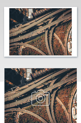 立交桥建筑道路复杂落日航拍摄影图