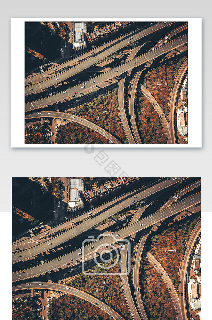 立交桥建筑道路复杂落日航拍摄影图