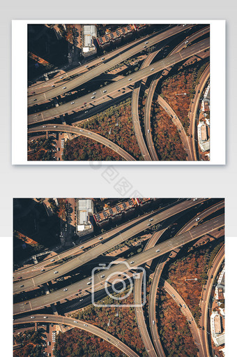 立交桥建筑道路复杂落日航拍摄影图图片