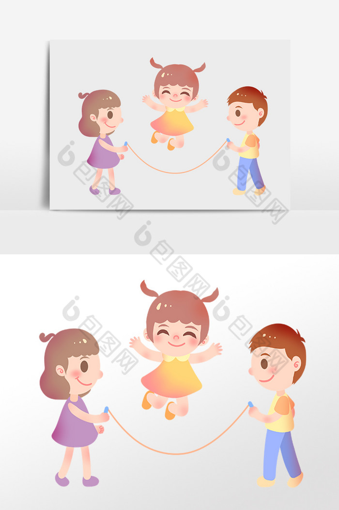 儿童节快乐跳绳小朋友插画图片图片