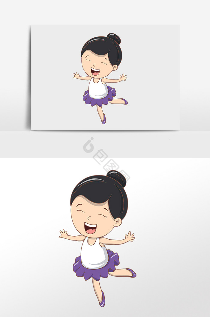 儿童节快乐跳芭蕾女孩插画图片