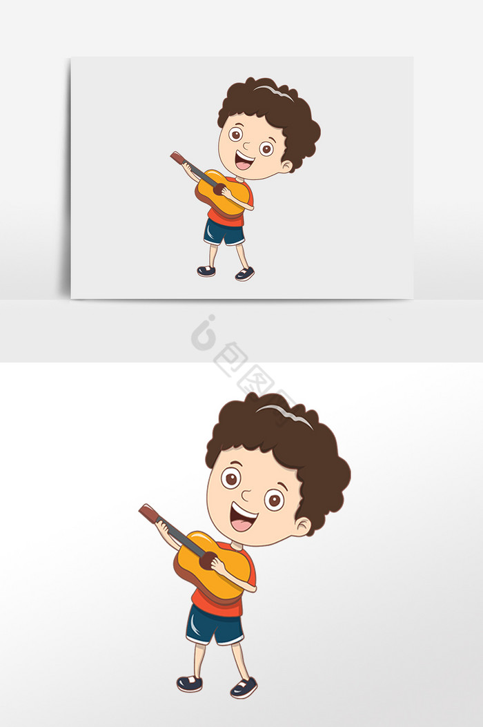 儿童节快乐弹吉他小人插画图片