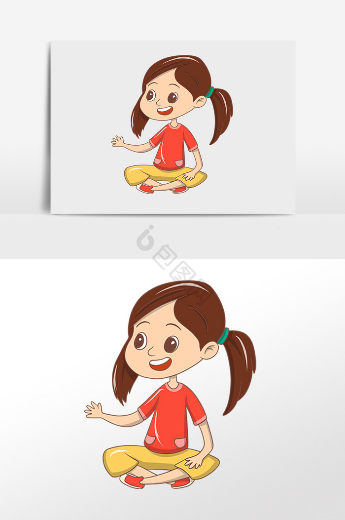 儿童节快乐扎马尾女孩插画图片