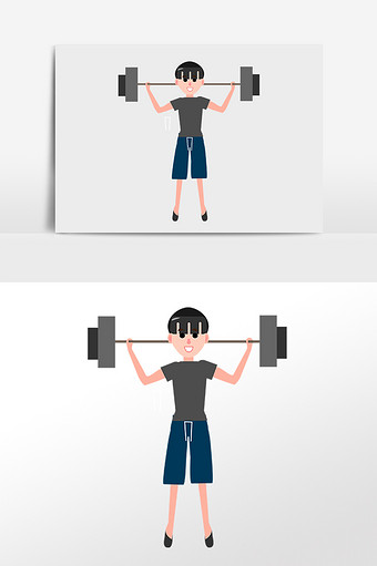 手绘运动健身举重运动员插画