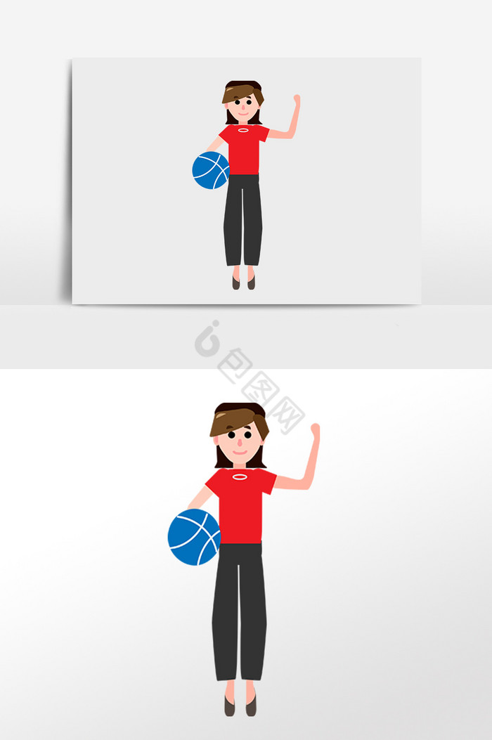 运动健身打球女孩插画图片
