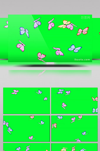 飞舞蝴蝶绿屏抠像动画带通道特效元素素材图片