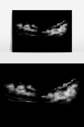 漂浮状白色长条云朵元素