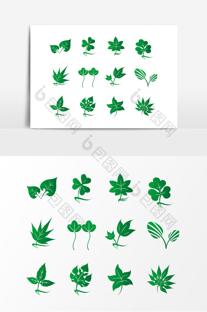 矢量绿色植物叶片元素