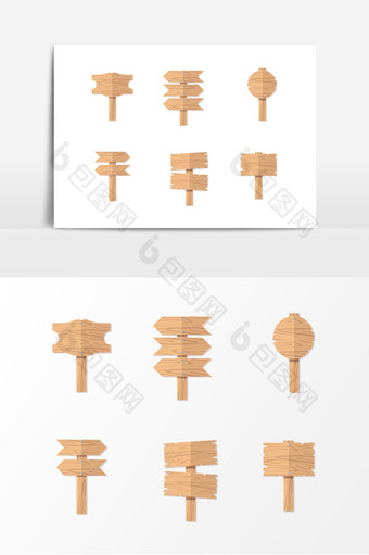 木质指示牌路牌设计元素图片