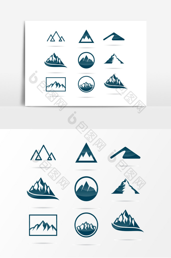 蓝色几何山峰设计元素