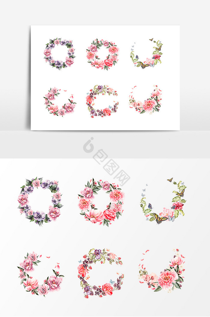 植物花朵装饰花环图片