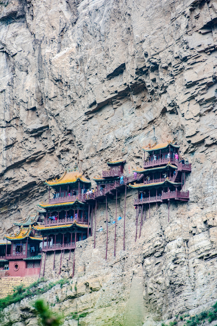 大同恒山悬空寺石壁寺庙佛教地形场景