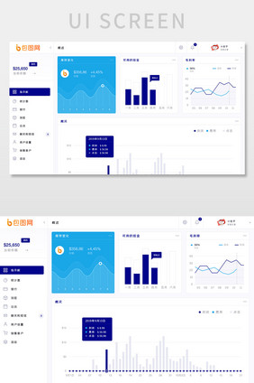 蓝色科技电商服务系统库存变化网页界面