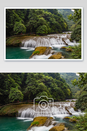 自然风景山间小溪水流慢门摄影图片