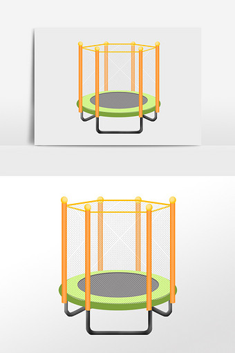 手绘运动健身跳跳床蹦蹦床插画图片下载