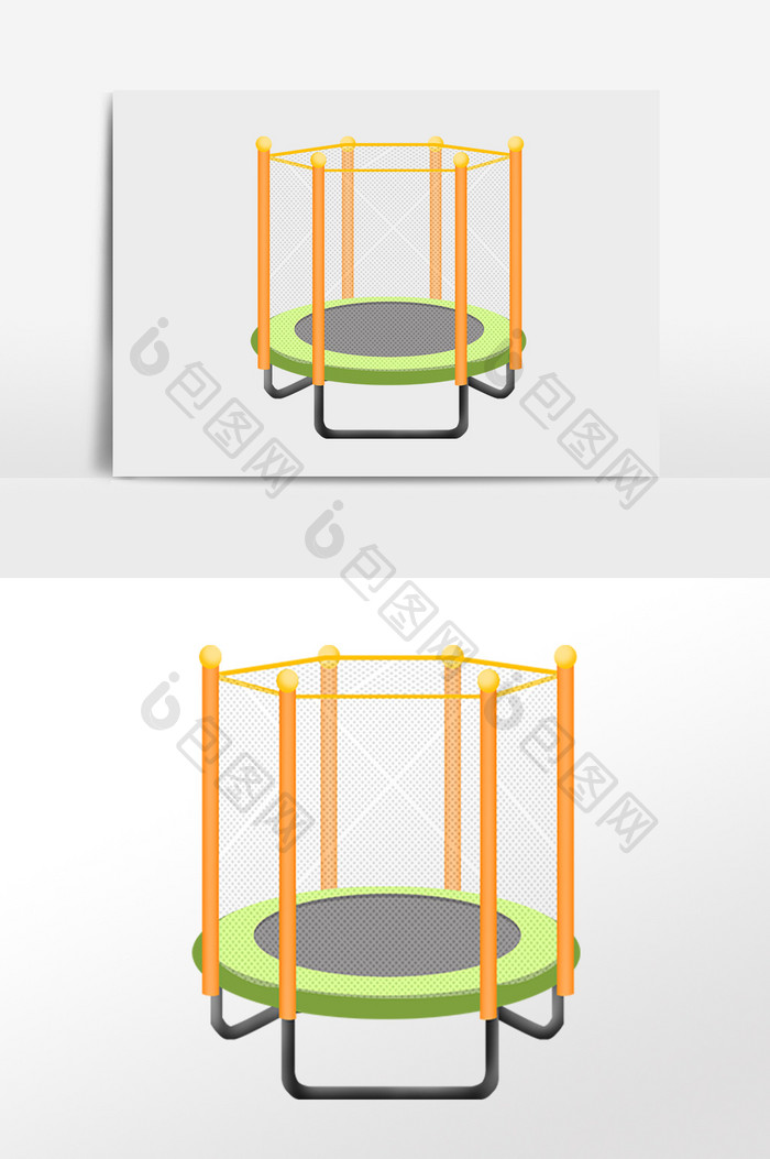 手绘运动健身跳跳床蹦蹦床插画