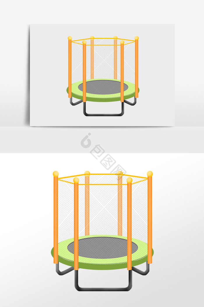 运动健身跳跳床蹦蹦床插画图片